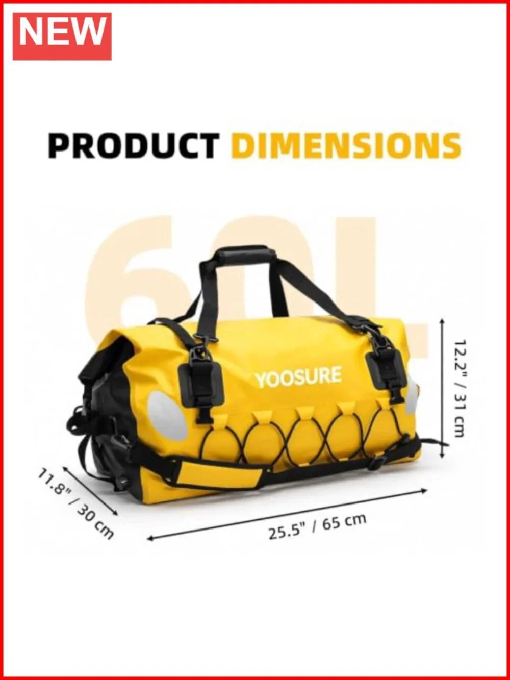 Waterproof 60L Motorcycle Dry Bag with Backpack Straps